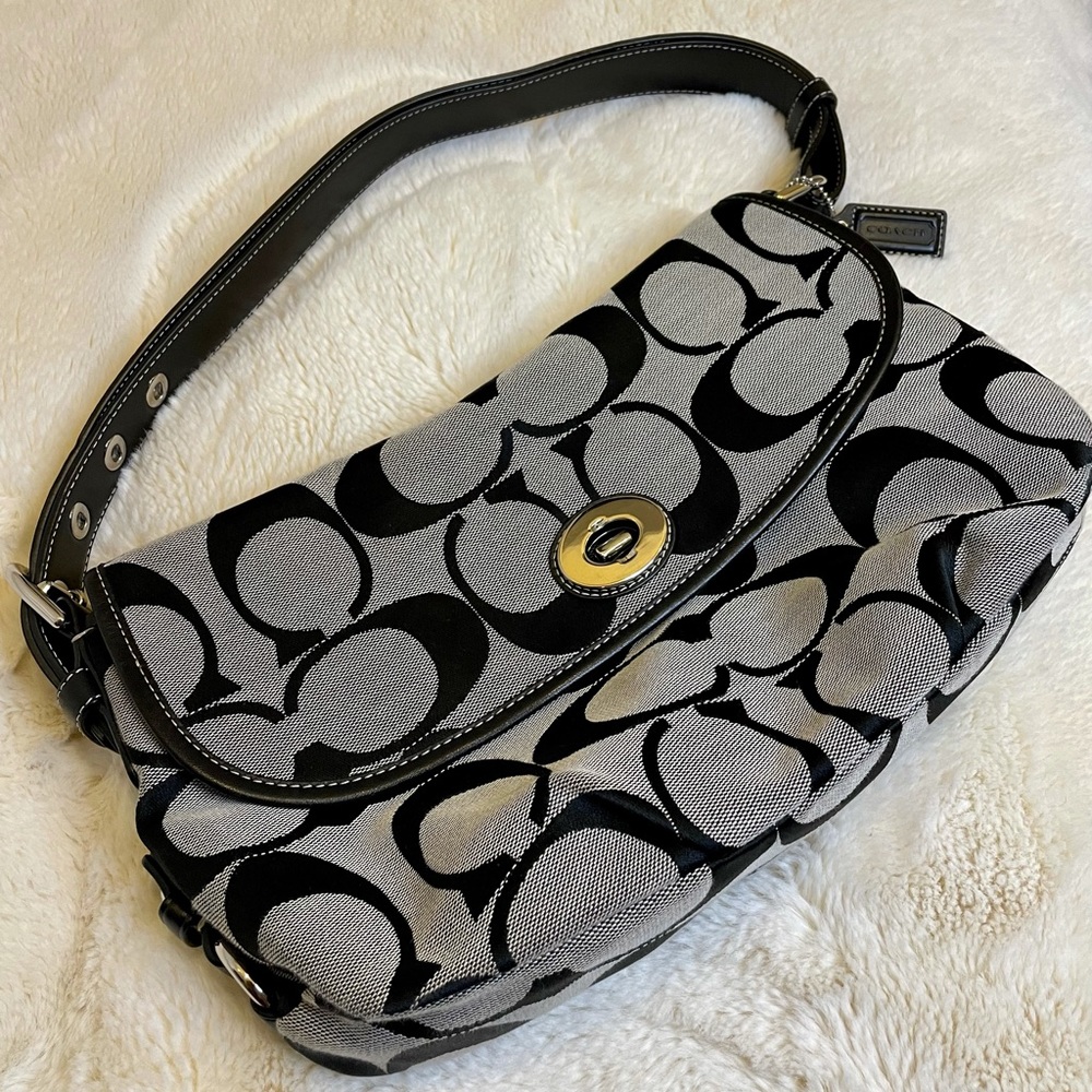 Coach Signature Jacquard Canvas Duffle Crossbody Shoulder Handbag